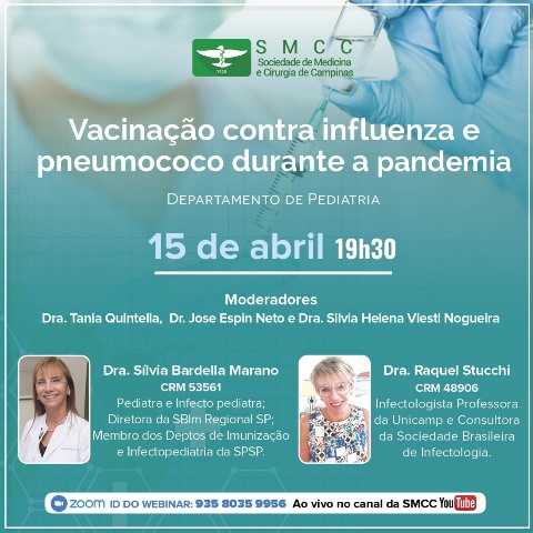 SMCC promove webinar sobre vacinação de gripe e pneumococo na pandemia