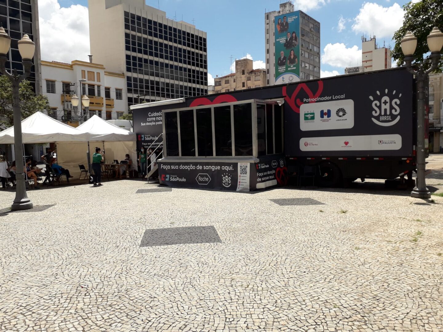 Com apoio da SMCC, projeto Hemocentro Itinerante da SAS Brasil coletará sangue no Largo do Rosário até quinta-feira (24/02)