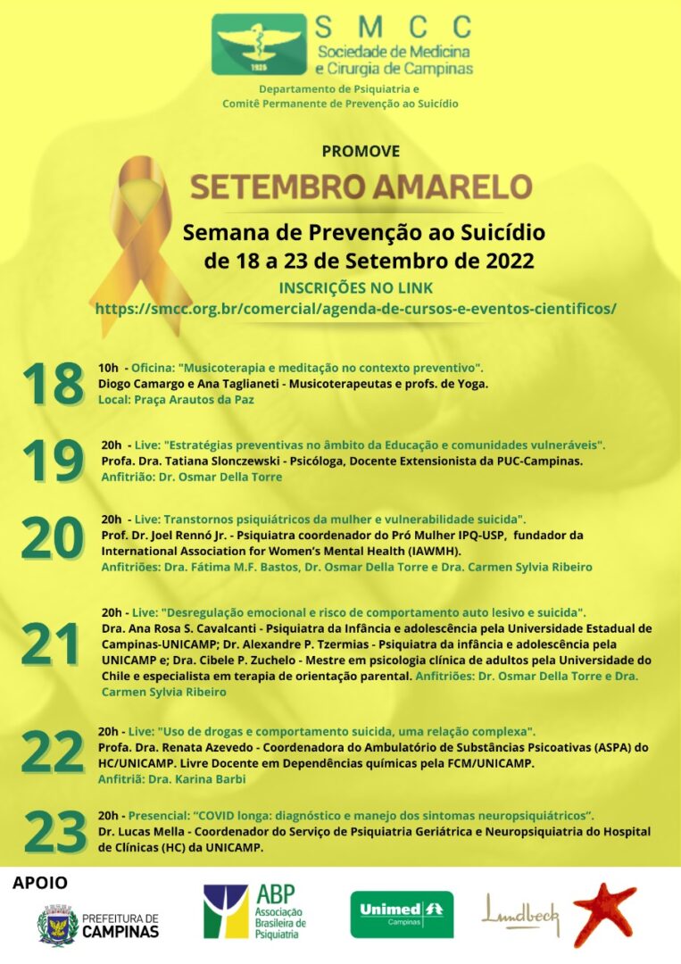 SMCC abre Semana de Prevenção ao Suicídio com atividade na Praça Arautos da Paz no dia 18 de setembro