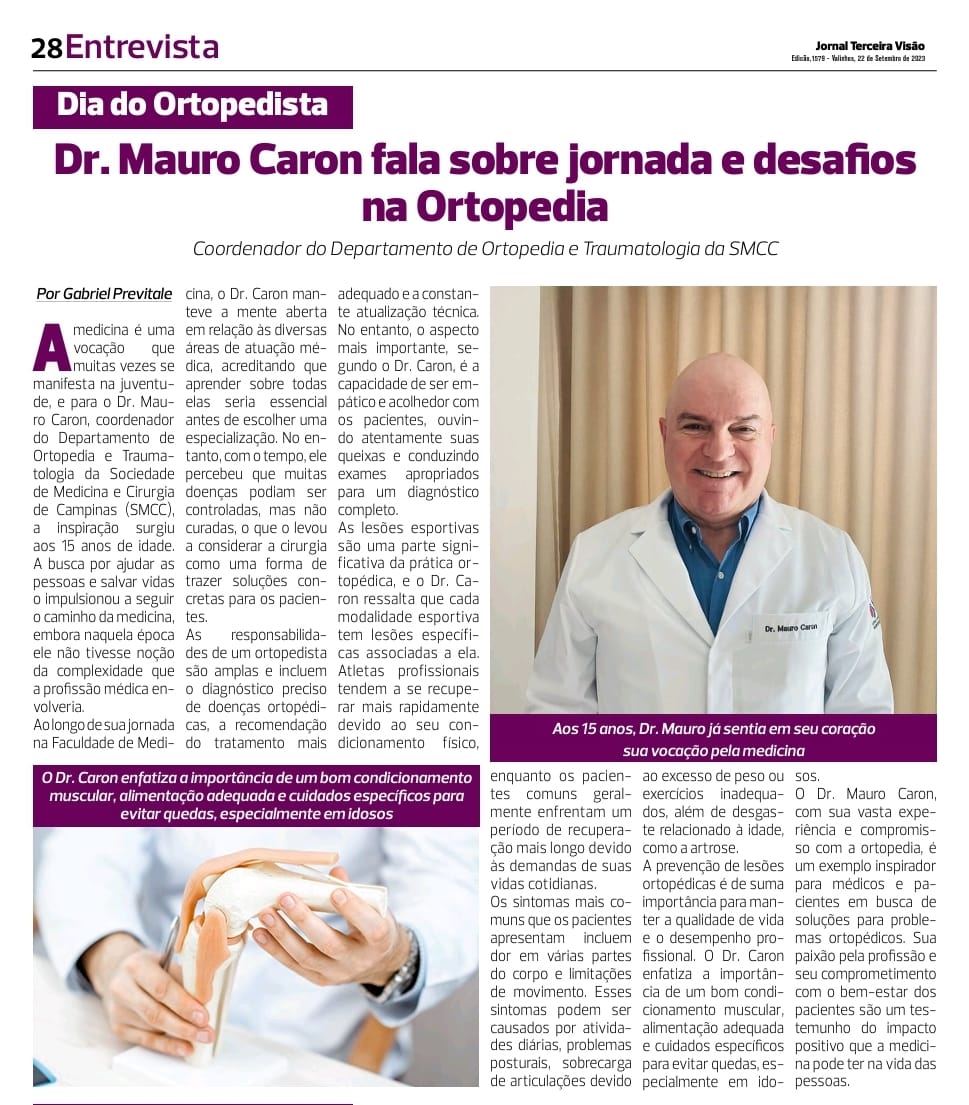 Dr. Mauro Caron fala sobre jornada e desafios na Ortopedia – Jornal Terceira Visão
