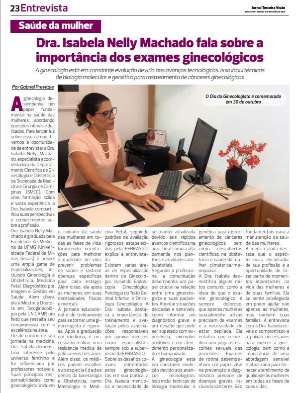 Dra. Isabela Nery Machado falo sobre a importância dos exames ginecológicos – Jornal Terceira Visão