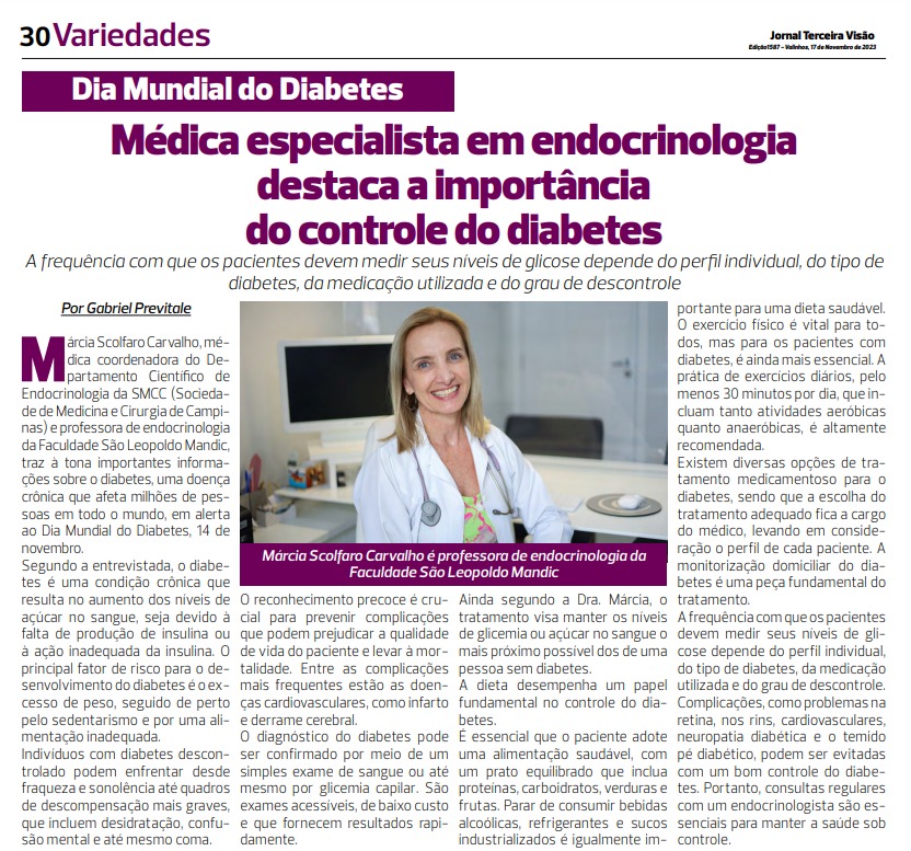 Médica especialista em endocrinologia destaca a importância do controle do diabetes – Jornal Terceira Visão